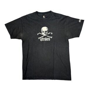 Vintage Etnies T Shirt Black Skull Bones Graphic Print Skate‎ Tee Menswear